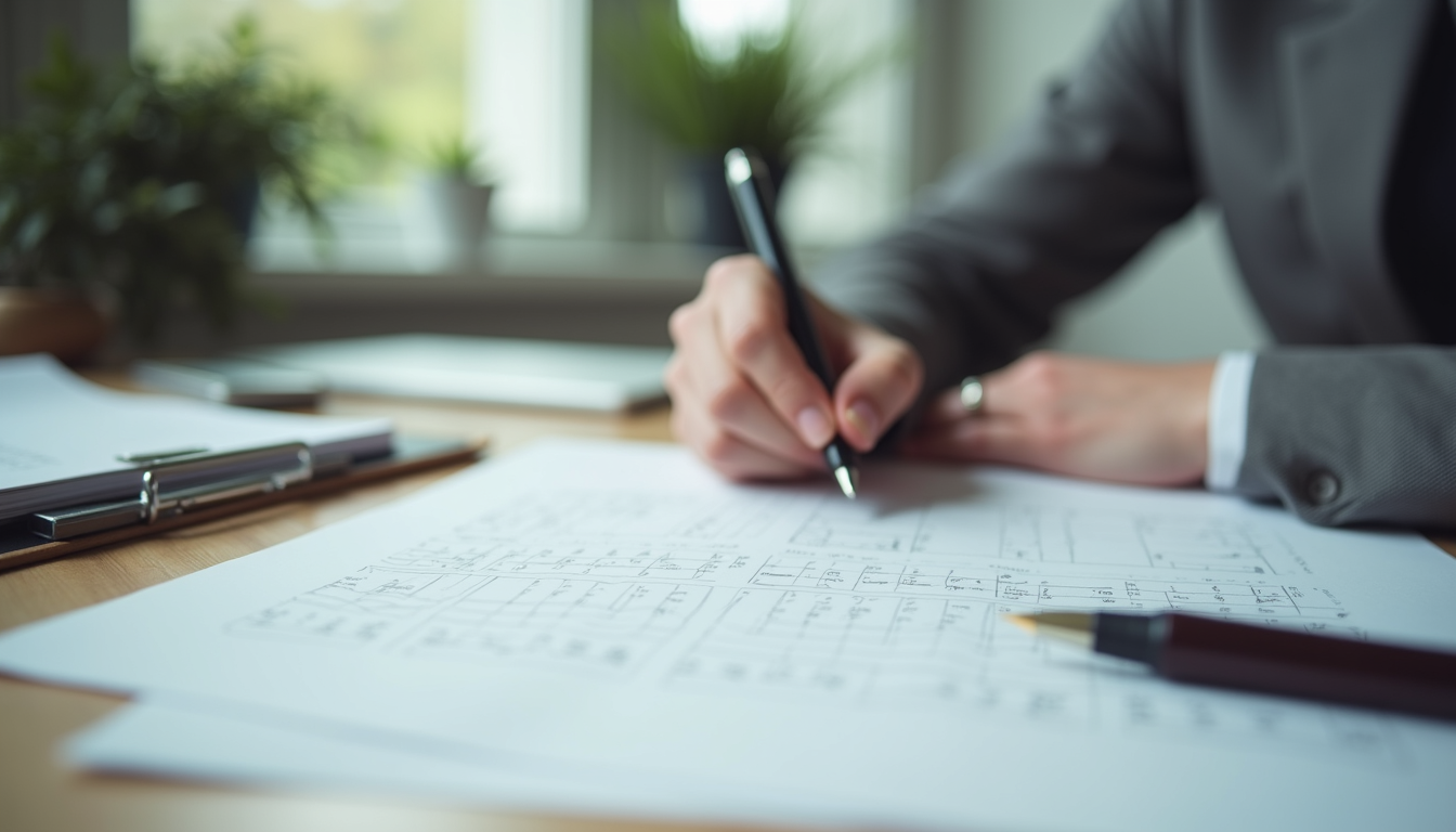 Close-up view of legal documents and pen on desk